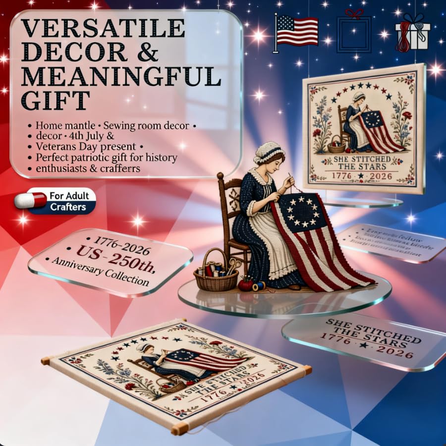 Amazon.com: She Stitched The Stars Cross Stitch Kit, 1776-2026 US